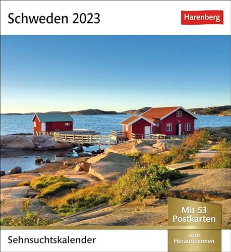 Sehnsuchtskalender Schweden - Kalender 2023 - Harenberg-Verlag - Postkartenkalender mit 53 heraustrennbaren Postkarten - 16 cm x 17,5 cm, multicolor