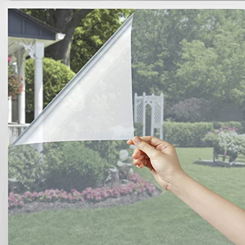 Volcanics One Way Fenster Sichtschutzfolie Sonnenblockierung Fenster Tönungsfolie für Zuhause Wärmeregulierung Spiegel Tönungsfolie Statische Haftung Reflektierende Solar Fensterfolie 90 x 200 cm,
