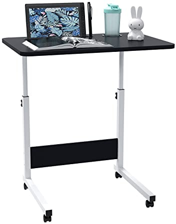 Lvhecforhm Laptoptisch Höhenverstellbar, Stehpult Laptopständer Computertisch mit Rollen, Mobiler Beistelltisch Laptop Tisch für Bett, Laptoptisch Beistelltisch, Standing Desk(Schwarz 60x40cm)