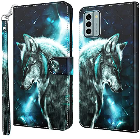 GLANDOTU Handyhülle für Nokia G22 Lederhülle [Standfunktion] [Magnet] Stoßfeste Premium Flip PU Leder Cover Case Klapphülle Nokia G22 Schutzhülle -Wolf
