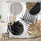 Ttincceer Boho Rideau de Douche 180x200cm Abstrait Noir Or Feuilles de Palmier Rideaux de Douche pour Salle de Bain bohème mi-siècle Feuilles Tropicales Rideaux de Bain avec Crochets