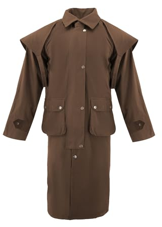 RESISTANCE Premium Breathable Brown Long western Cotton Oilskin Cowboy Duster Coat for Men