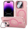 Tigratigro Cover con Cavalletto,Compatibile con iPhone 14 Pro,Protezione Fotocamera H9 vetro temperato,Custodia Posteriore Glassata Traslucida, Anti-Impronte,Sensazione di Velluto (Sakura Pink)