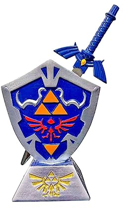 Zelda Inspired Brieföffner und Link's Hylian-Schild-Ornament, PVC, ideal für Zelda-Spiel-Fans, dekoratives Display und einzigartiges Geschenk, 16 cm, Blau