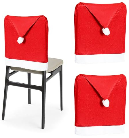 HASUDEI 2 Stück Weihnachten Stuhlhussen Weihnachtsstuhlbezüge Weihnachten Stuhlbezug Weihnachtsmütze Stuhldeko Weihnachtsdekoration für Stühle Stuhlhussen für Weihnachten Deko 60 * 50cm