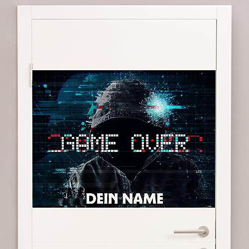 GRAZDesign Türschild Gamer Poster mit Namen | Teenager Kinderzimmer Jugendzimmer personalisiert, Gaming Tapete, Wandtattoo Jugendliche Wand Tür Deko