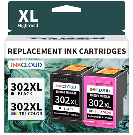 INKCLOUD 302XL Druckerpatronen Ersatz für HP 302 Druckerpatronen Multipack Schwarz und Farbe für HP Envy 4525 4520 4522 DeskJet 3630 3636 3638 3639 OfficeJet 3830 3831 3833 5220