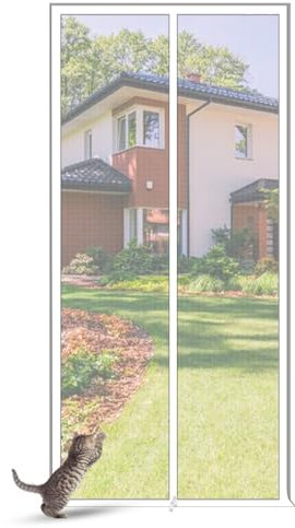 Zipper Screen Door Reinforced Pet Mesh Screen Door, Pets Proof Cat Screen Door Stop Cats Dogs Running Out For Living Room, Bedroom, Kitchen, Patio (Color : White, Size : 90x190cm)
