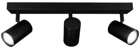 Ledvion LED Deckenstrahler Schwarz 3-Licht Rechteck GU10 3W Kaltweiss | Mit Leuchtmittel geliefert fuer Flur Wohnzimmer Kueche Schlafzimmer und trockene Innenraeume