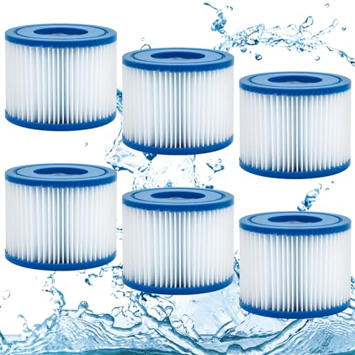 Asfrode 6 Stück Filterkartusche für Pool Typ VI,Filterkartuschen größe, Filter Whirlpool Filter für Spa Filterkartuschen Whirlpool Zubehör für Lay Z Spa für Miami, Vegas, Monaco (6P)