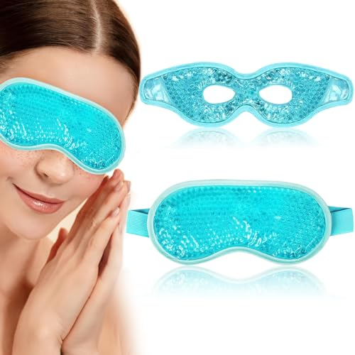 Scettar 2 Stücke Augenmaske Kühlend, Kühlbrille für Migräne, Gel Kühlmaske Wiederverwendbare für Trockene, Heiße Kältetherapie (A)