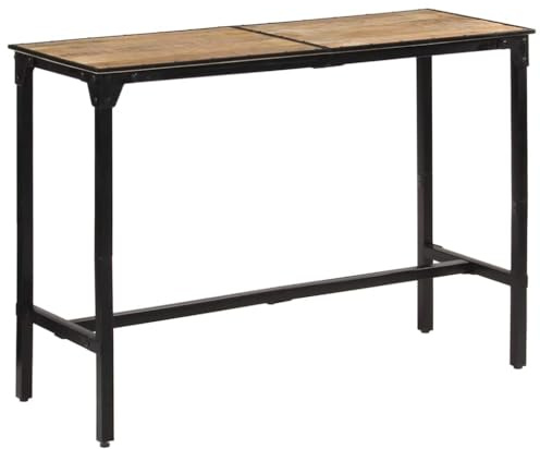 vidaXL Bartisch, Bistrotisch mit Eisengestell, Stehtisch für Esszimmer, Küchentisch Esstisch, Industrieller Stil, Raues Massivholz Mango