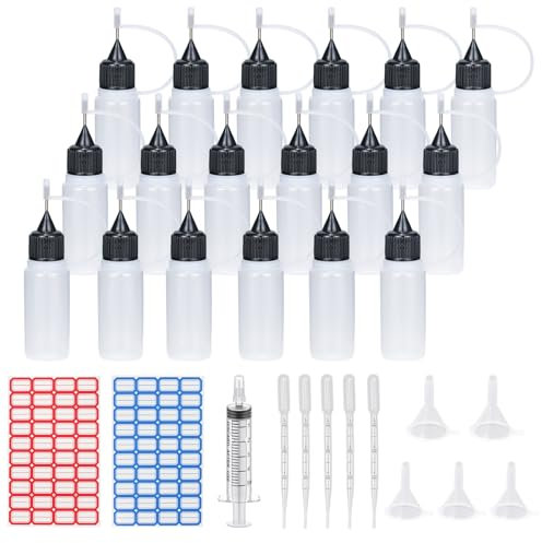 Pack of 12 Precision Tip Applicator Bottles Transparent Glue Bottles Dropper Bottles for Liquids Plastic for DIY Quilling Crafts, Acrylic Painting (10 ml x 12)