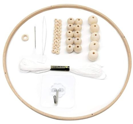 Holz mobiler Rahmen, hölzerne Windspiel, hölzerne mobile Rahmen Kit Wind Glockenspiele Material Perlen Glockenbügel Making Kit Crib Bettdekoration Spielzeugstil 2