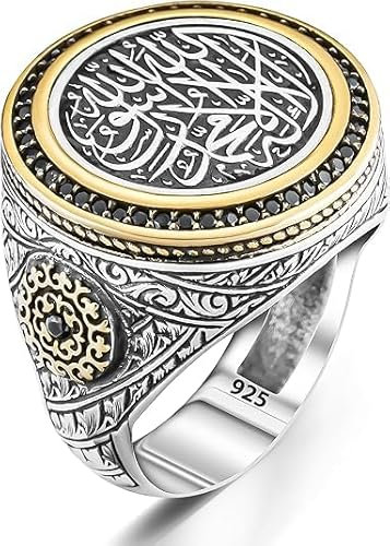 Massiver 925 Sterling Silber Arabische Kalligraphie Das Wort Tawheed Islamischer Herrenring, Religiöser Ring Muslimischer Schmuck Türkischer Ring, Geschenk für Papa (56)