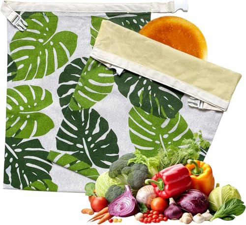 Bread Bags for Homemade, Reusable Beeswax Bags for Sourdough to Keep Fresh(2 Pack. XL-12 * 17IN),waxed paper bags for bread Ideal for Homemade Bread, Sourdough, Fruits & Vegetables