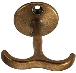 khtumeware Zinc Mounted Antique Brass Ceiling Hooks, Under-Shelf Towel/Robe Clothes Hook Heavy Duty Vintage Coat Hook Hanger for Bathroom Kitchen Cabinet Garage, 4 Pack