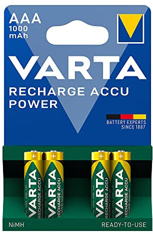 Lot de 4 Piles Rechargeables ACCU Power AAA LR03 de 1000 mAh de 10,5 x 44,5 mm. Idéales pour Vos appareils : Recharge et réutilisation Efficace. Longue durée de Vie assurée