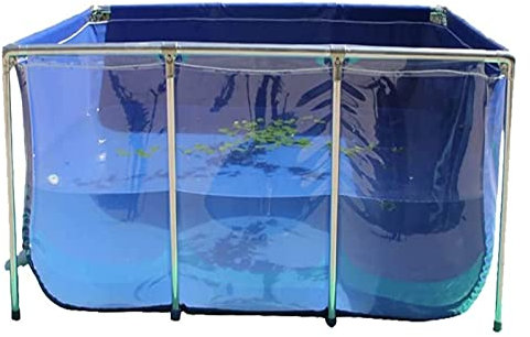 Panel de visualización transparente, estanque de peces con válvula de drenaje, marco de lona interior, piscina para acuario, piscicultura, jardín, agua (200 x 100 x 61 cm)