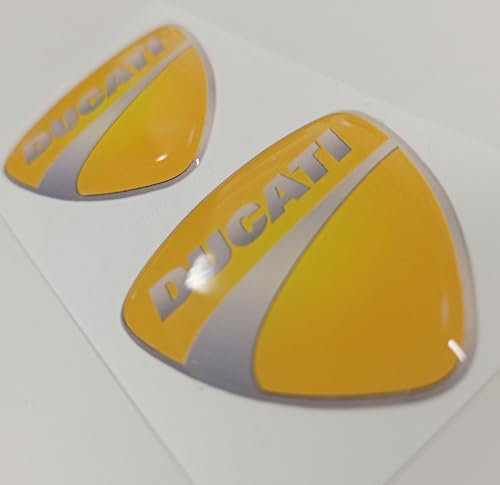 Motorrad-Aufkleber aus Harz, 3D-Größe, kompatibel mit Ducati-Modellen. Für Tank Helm, Koffer, Koffer usw. (Gelb, 50)