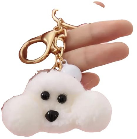 KREATIONS Bichon Teddy Porte-clés en peluche 12 cm Blanc, B-black, S