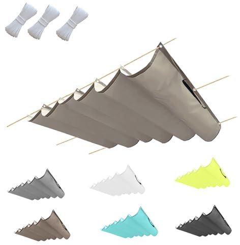 Rétractable Vague Voile-D'ombrage Imperméable 90x400cm(BxL) auvent incurvé rectangulaire Voile Ombrage Protection UV Solaire pour Jardins Balcons Terrasse Pergola Kaki