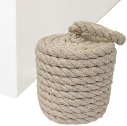 Floor Door Stop – Duraable Jute with Handle, Heavy‑Duty Rope Knot Door Stopper | Multipurpose Rustic Farmhouse Weighted Wedge & Bookend for Bedroom Door, Window Jammer & Interior Decor