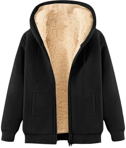 Felpa Pile Donna Felpe Con Zip E Cappuccio,Calda Pesante Giacca Invernale Con Cerniera Maniche Lunghe In Peluche Hoodie Con Tasche E Coulisse Casual Imbottita Giacche Sportiva Donna Cappotti Invernali