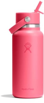 Hydro Flask – Wide Flex Straw Cap 946 ml (32 oz) Bottle, Popstar Pink | Edelstahl, auslaufsicherer Strohhalm, spülmaschinenfest – Kalt 24 Std. – Wide Mouth – Popstar Pink