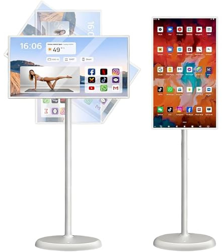 Sunseota Portable Rolling TV, 1080P Smart Portable Wireless Touch Screen TV on Wheels with, FHD IPS Large Display, Dur Speakers, Larger Battery Up to 10hr, 60Hz Refresh Rate 32-8/128G