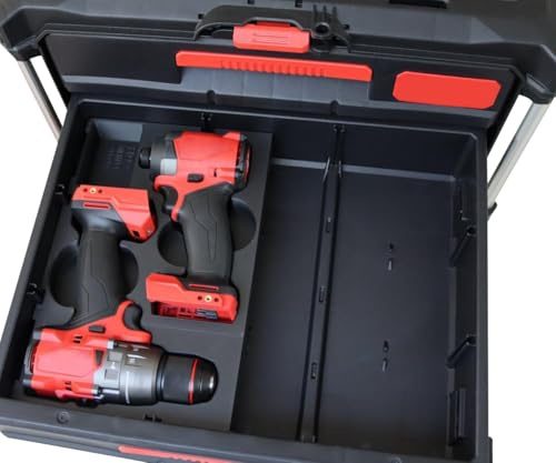 Insert 3D en PLA+ compatible MILWAUKEE Packout pour Impact Gen4 et perceuse – Organisateur pour tiroirs 3 et 2 niveaux – Ajustement précis, livré prêt à l’emploi (Impact Gen4 et perceuse)