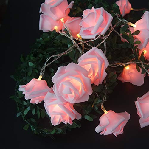 Fantes Guirlande Lumineuse LED à Piles Motif Fleurs Roses Diamètre 6 cm, PE (polyéthylène)., rose, 6.6ft 20LED