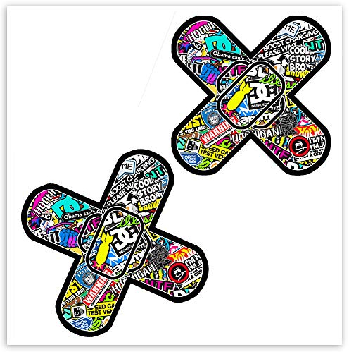 SkinoEu® 2 Stück Vinyl Aufkleber Autoaufkleber Sticker Bomb Pflaster Heftpflaster Kreuz Band Spiegel Auto Moto Motorrad Fahrrad Fenster Tür Tuning B 224