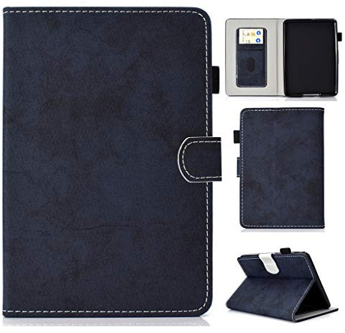 Saturcase - Custodia per Amazon Kindle Paperwhite 1/2 / 3, in similpelle, stile retrò, con chiusura magnetica, supporto e scomparti per carte di credito, per Amazon Kindle Paperwhite 1/2 / 3 Dark Blue