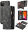 SWP Case for iPhone 11 Pro Max, Wallet Case w/Magnetic Detachable Cover [11 Card Slots] Clutch Wallet w/Wristlets Money Pocket Case Compatible with iPhone 11 Pro Max 6.5” 2019(black)