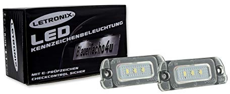 LETRONIX SMD LED Kennzeichenbeleuchtung Module geeignet für Variante 2 M-Klasse W164 2005-2011 / GL-Klasse X164 2007-2012 / R-Klasse W251 2006-2011 mit E-Prüfzeichen