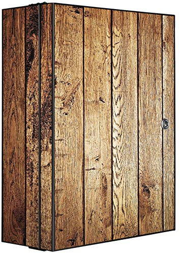 banjado® XXL Medizinschrank abschliessbar mit Motiv Geöltes Holz 35x46x15cm - großer Arzneischrank/Medikamentenschrank aus Metall zur Medikamenten Aufbewahrung - Apothekerschrank mit 3 Schlüsseln