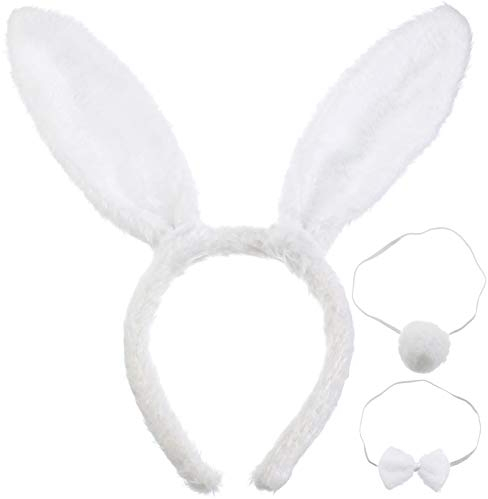 Tier Kostüm Set Kaninchen Hase Ohren Stirnband Schwanz Krawatte für Kinder Erwachsene Ostern Party Gefallen oder Kostüm Dekoration