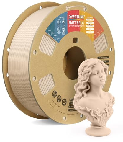 OVERTURE Matte PLA 3D Printer Filament 1.75mm, 1kg Skin | Frosted Matt Finish Hides Layer Lines, Accuracy +/- 0.02mm, Fit Most FDM Printer (Skin)