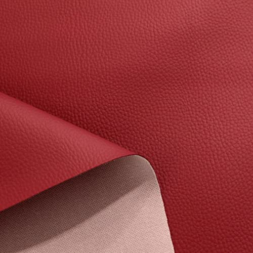 TOLKO 1m Lederimitat mit Rindsleder Optik | weiche Premium Meterware | Stuhl Bank Sessel Sofa Sitzbezug 140cm breit | Kunstleder Bezugstoff Polsterstoff Polsterbezug Möbelstoff (Rot)