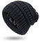 Hcimooy Winter Warm Strickmütze Satin Seide gefüttert Zopfmuster Beanie Chunky Slouchy Skull Cap für Damen (Black)