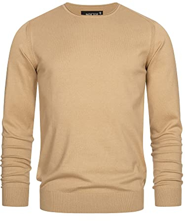 Indicode Herren Gamal Strickpullover aus 80% Baumwolle | Pullover O-Neck Pulli Männer Cornstalk, XXL