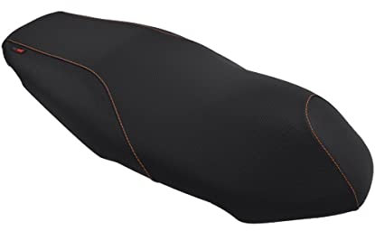 Funda de Asiento Compatible con Kymco Agility 50/125 / 150/200 2008-2015 Negra con Costuras Naranjas