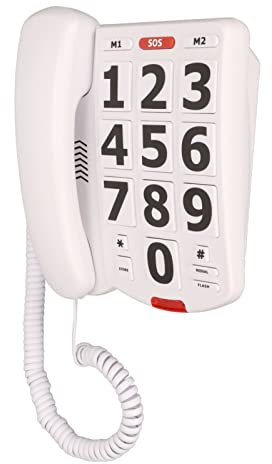 Téléphone Filaire à Larges Touches pour Les sourds et Les malvoyants, 10 mémoires de numérotation Rapide à Deux Chiffres, Rappel du dernier numéro adapté à Tout Usage Domestique ou Professionnel