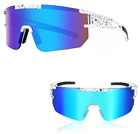 Ruikdly Schnelle Brille Rave, Sportbrille Polarisiert, Sonnenbrille Fahrradbrille für Herren Damen UV 400 Schutz, Sportbrille für Outdoorsport Radfahren Fahren Laufen Golf Ski Bergsteigen Angeln