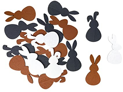 Oblique Unique® Holz Konfetti Hasen Häschen Streu Deko Tischdeko Streuteile Dekoration aus Echtholz für Ostern oder zum Basteln (Braun, Grau, Weiß)