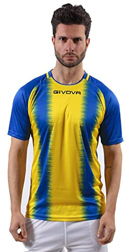 Givova Shirt Stripe M/C Interlock Azzurro/Giallo Tg. L
