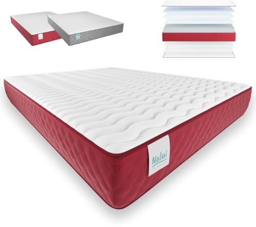 Nalui Gredos viskoelastische Matratze, wendbar, 180 x 180 cm, mit Visconfort-System, Stretchgewebe und atmungsaktivem 3D-Gewebe, Höhe: ± 24 cm, mittlere bis hohe Festigkeit, anpassbar, hergestellt in
