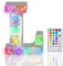 Light Up Letters, Glitter LED Letter Lights 18 Color Changing Diamond Alphabet Sign Night Light with Remote Control for Girls Gifts Birthday Bar Wedding Party Christmas Valentine Wall Table Decor - L