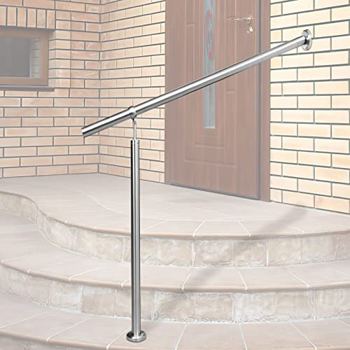 Daromigo Edelstahl Eingangsgeländer Treppengeländer, 120cm Geländer Außen Innen, Winkel Einstellbar, Ø42mm Wandhandlauf, inkl.Montagematerial, für Treppen Garten Hauseingang